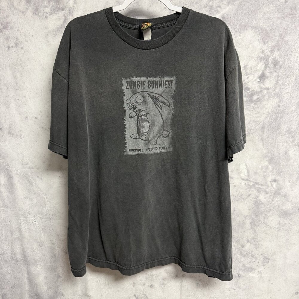 Vintage Zombie Bunnies Doe Might Fine T Shirt Mens 2XL 24.5x28.5 Skate Y2K